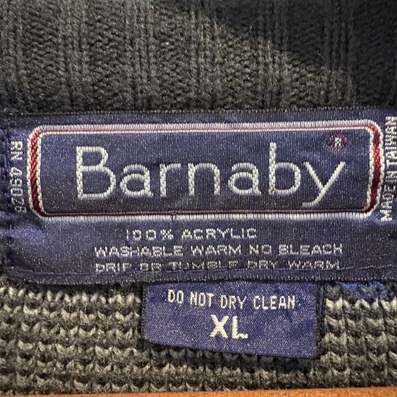 Vintage Barnaby Sweater Mens Extra Large Gray Black Geometric Knit Pullover 90s - Picture 2 of 8